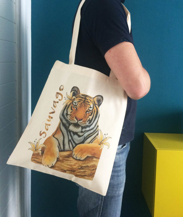 sac illustré tigre