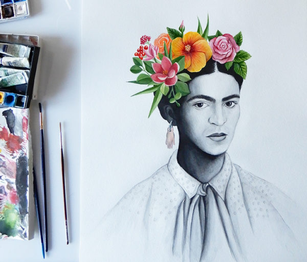 aquarelle d'après Frida khalo