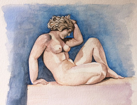 aquarelle nu femme d'après Maillol
