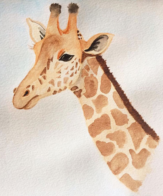 Aquarelle girafe cours de dessin