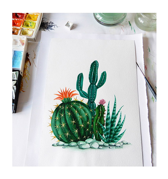 peinture cactus jardin